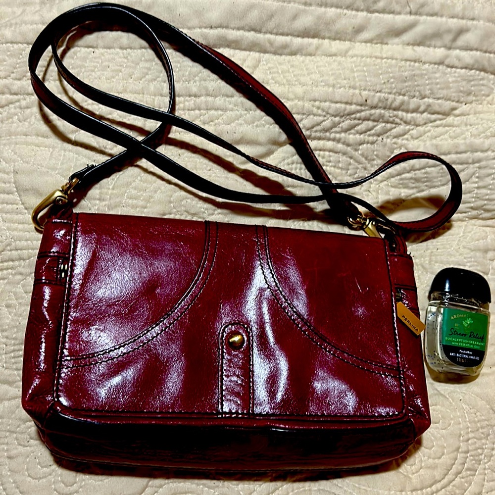 Vintage Perlina red patent crossbody bag